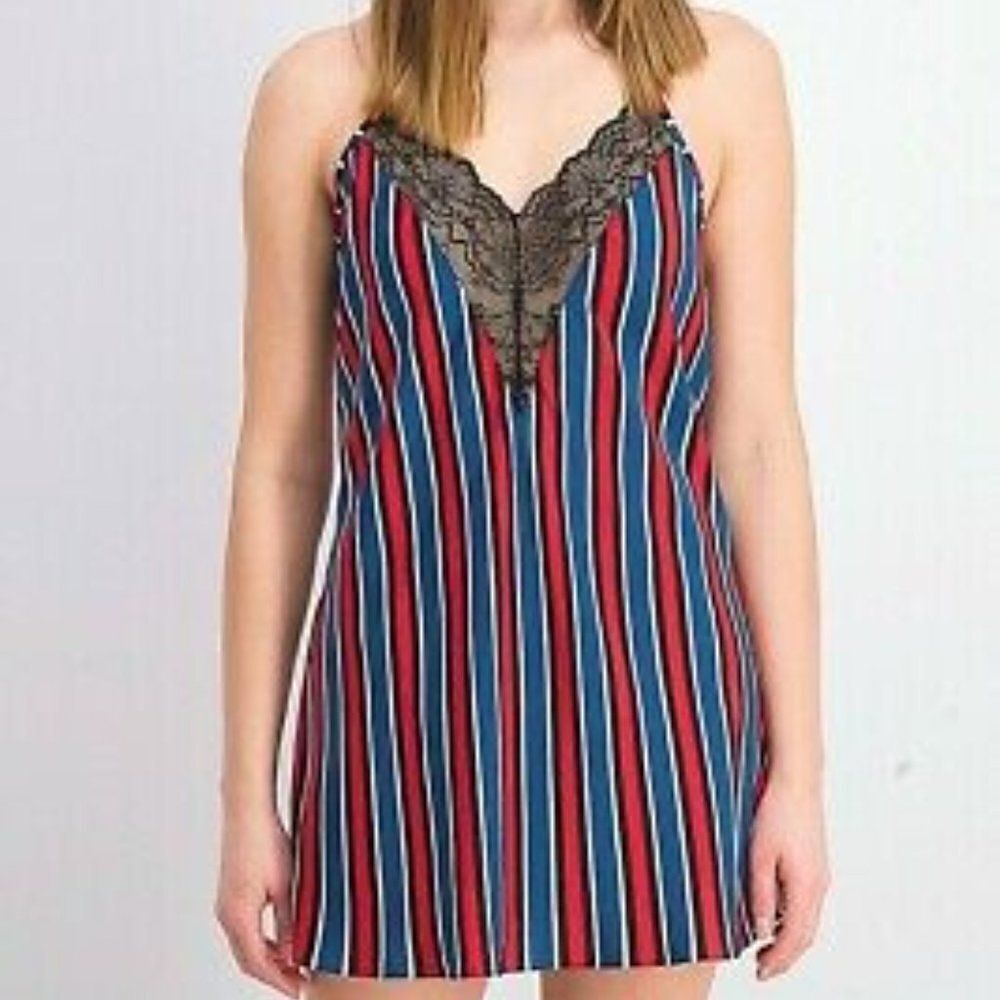 INC Lace-Trim Bold Striped Chemise Nightgown size XL - NEW